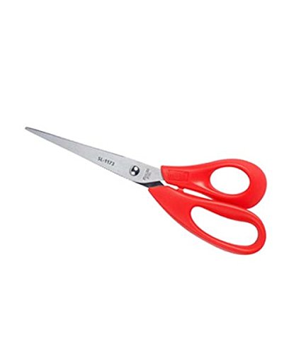 Munix GL-2150 Stainless Steel Scissors - 4.9 Inch Pointed Tip, Shock Proof Handles (Red)