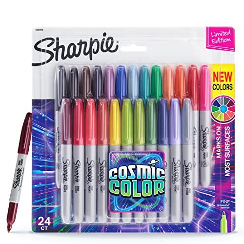 Sharpie Fine Tip Permanent Markers, Cosmic Color, Assorted, 24 Markers