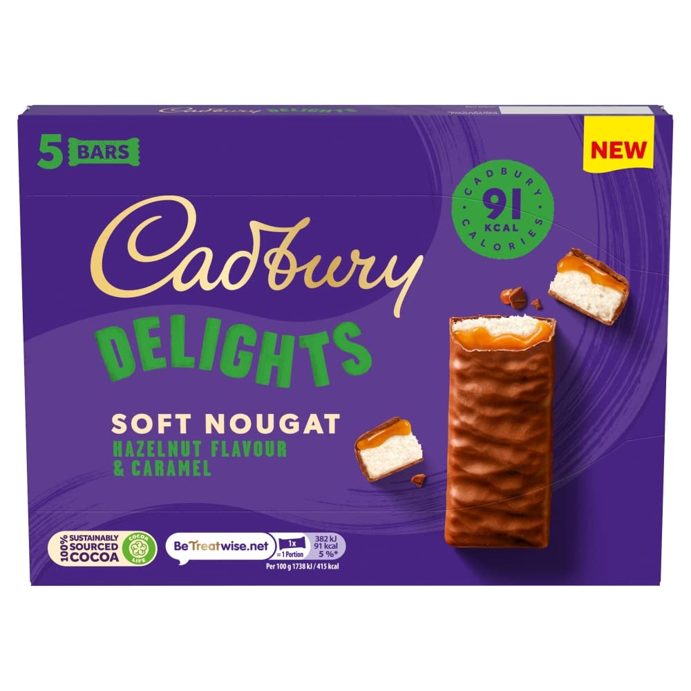 Fetch Delights Cadbury Delights Soft Nougat Hazelnut & Caramel Flavour (5 Bars) 110g ...