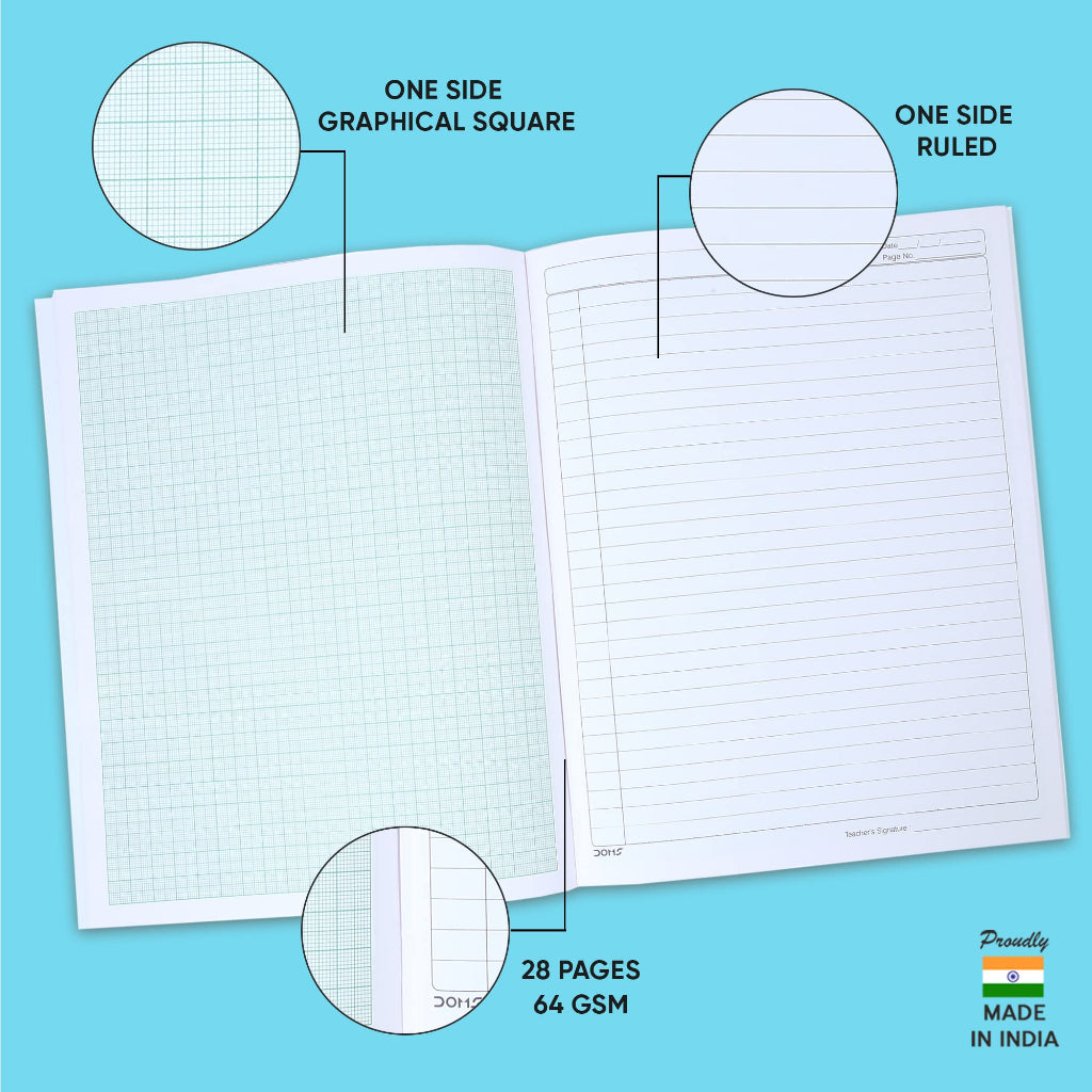 Single Cash Ruled Doms Graph Book - Graphical Square- One Side Ruled – Fetch N Buy