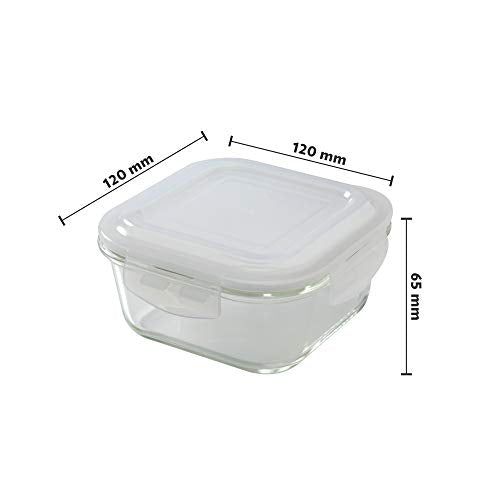 Glass Lunch Box Set of 3 320 Ml Square Microwave Safe office