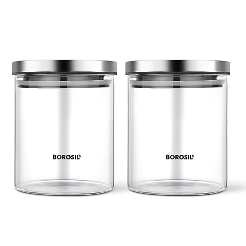 Classic Borosilicate Round Glass Air Tight Jar 700ml - Set of 2 Pcs