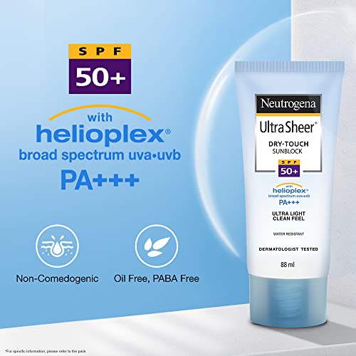 Neutrogena Ultra sheer Sunscreen, SPF 50+, Ultra light, for oily and dry skin, 30ml