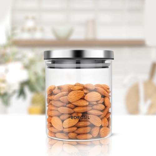 Classic Borosilicate Round Glass Air Tight Jar 700ml - Set of 2 Pcs