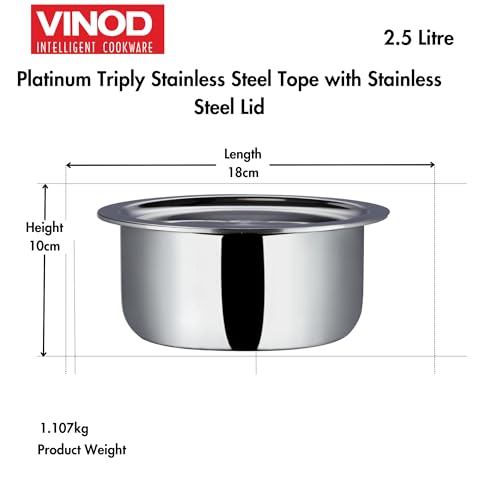 Buy Vinod Platinum Triply Stainless Steel Kadai With Lid Online at