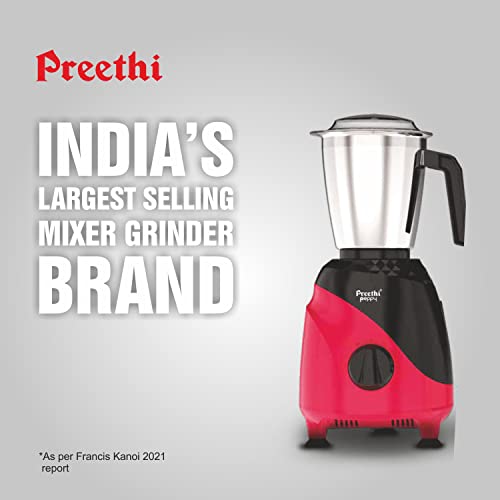 Preethi Blue Leaf Diamond MG-214 Mixer Grinder 750 Watt (Blue/White), 3 Jars & Flexi Lid, FBT Motor with 2yr Guarantee & Lifelong Free Service